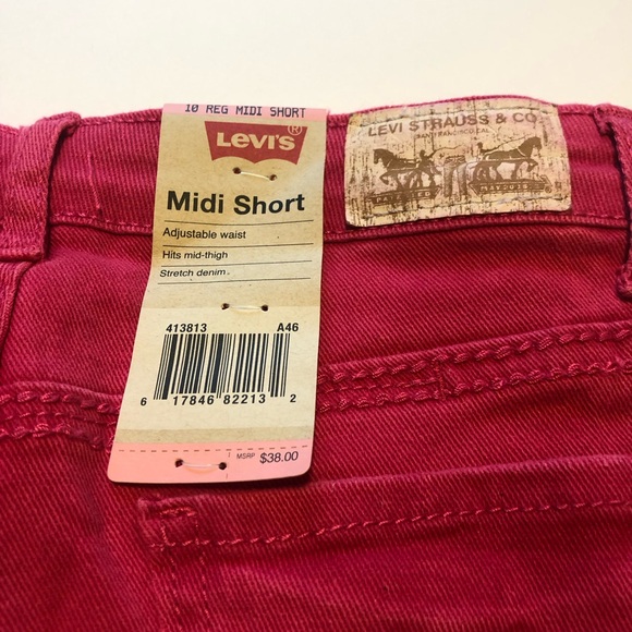 Levi’s Girls Denim Midi Short Fuchsia Adjustable Waist Size 10R - Picture 4 of 7